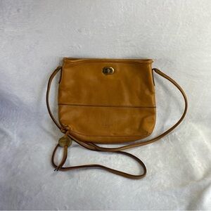 Margot New York Camel Brown Leather Crossbody Purse Tanya Bag Turnlock